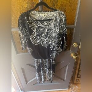 Black and White Leaf Print Dress